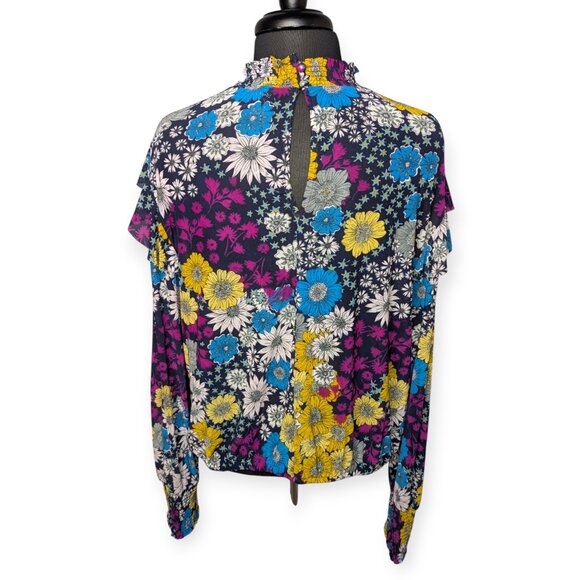 NWT Scoop Ruffled Colorful Floral Print Long Sleeve Blouse Size XL - Picture 5 of 16